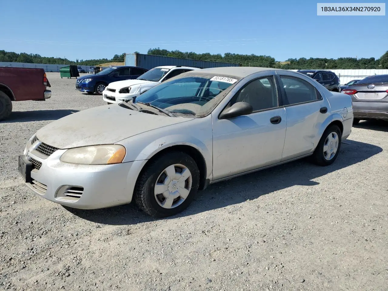 2004 Dodge Stratus Se VIN: 1B3AL36X34N270920 Lot: 55181765