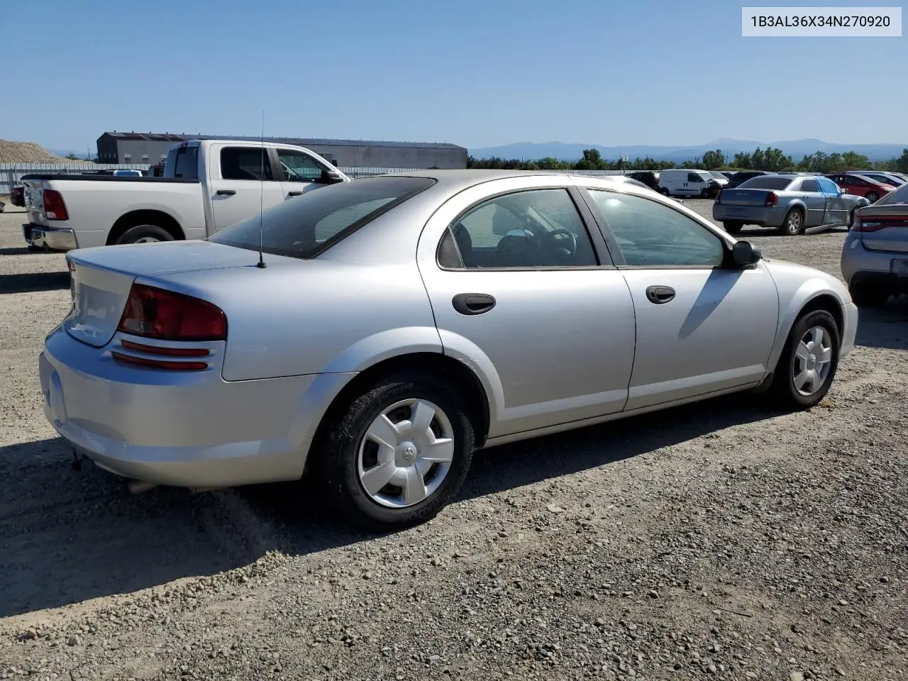 2004 Dodge Stratus Se VIN: 1B3AL36X34N270920 Lot: 55181765