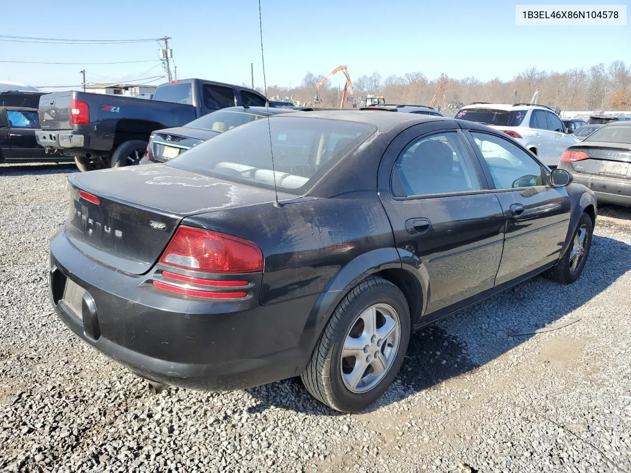 2006 Dodge Stratus Sxt VIN: 1B3EL46X86N104578 Lot: 86489584