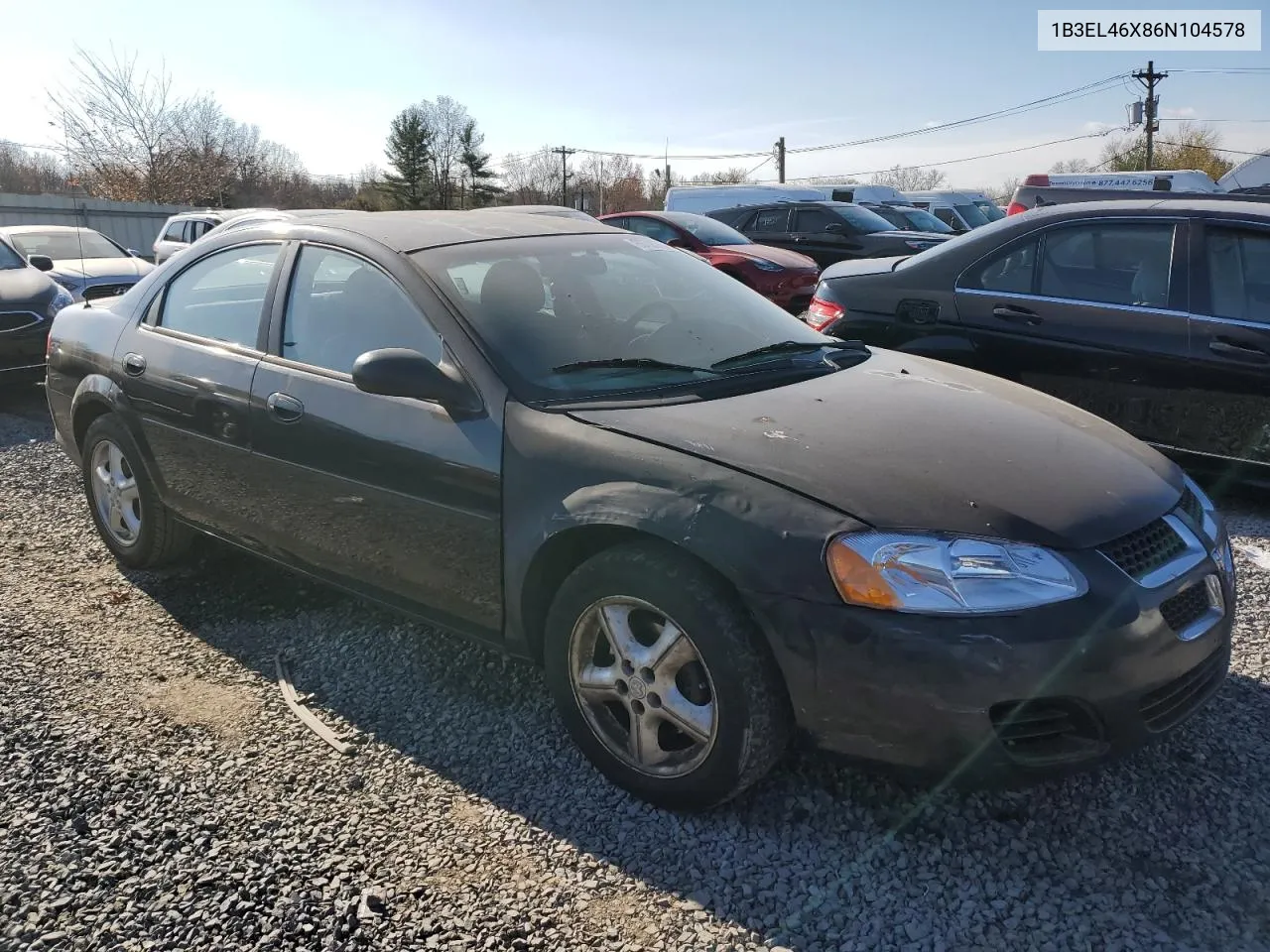 2006 Dodge Stratus Sxt VIN: 1B3EL46X86N104578 Lot: 86489584