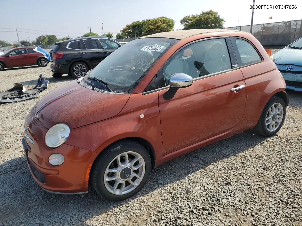 2012 Fiat 500 Pop VIN: 3C3CFFDR1CT347856 Lot: 61759385