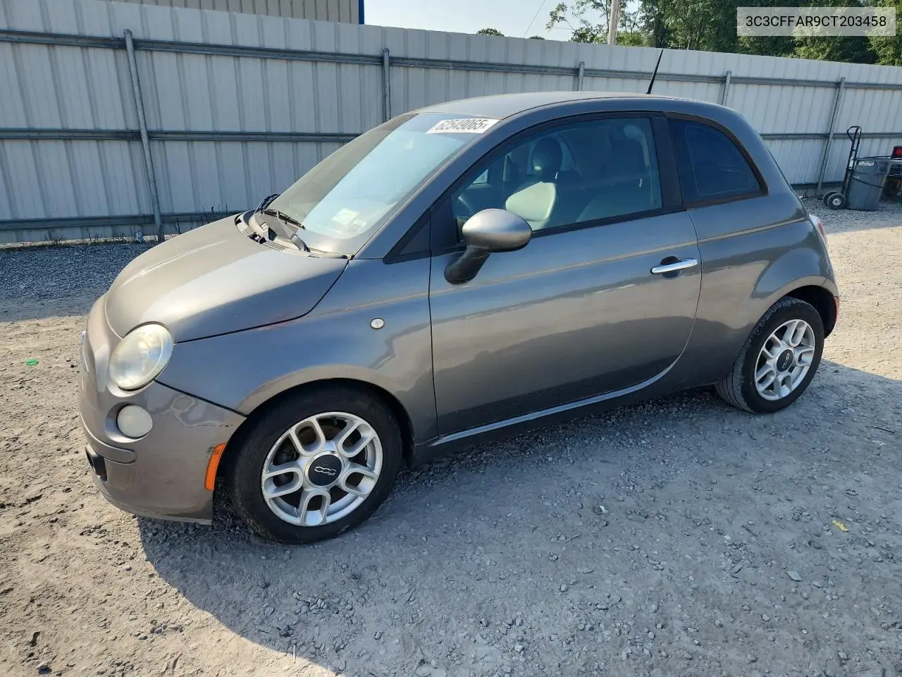 2012 Fiat 500 Pop VIN: 3C3CFFAR9CT203458 Lot: 62549065