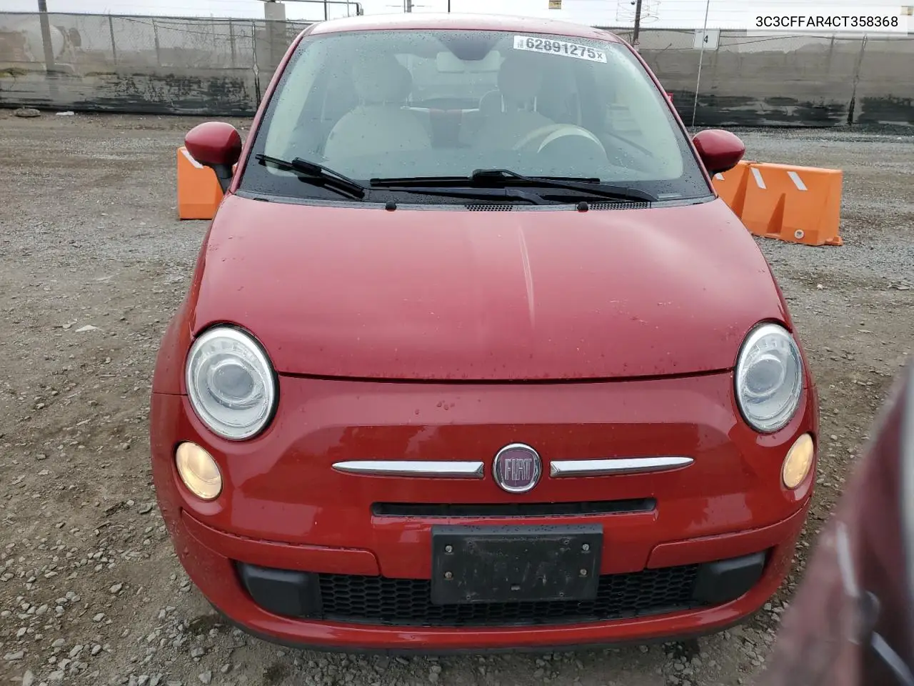 2012 Fiat 500 Pop VIN: 3C3CFFAR4CT358368 Lot: 62891275