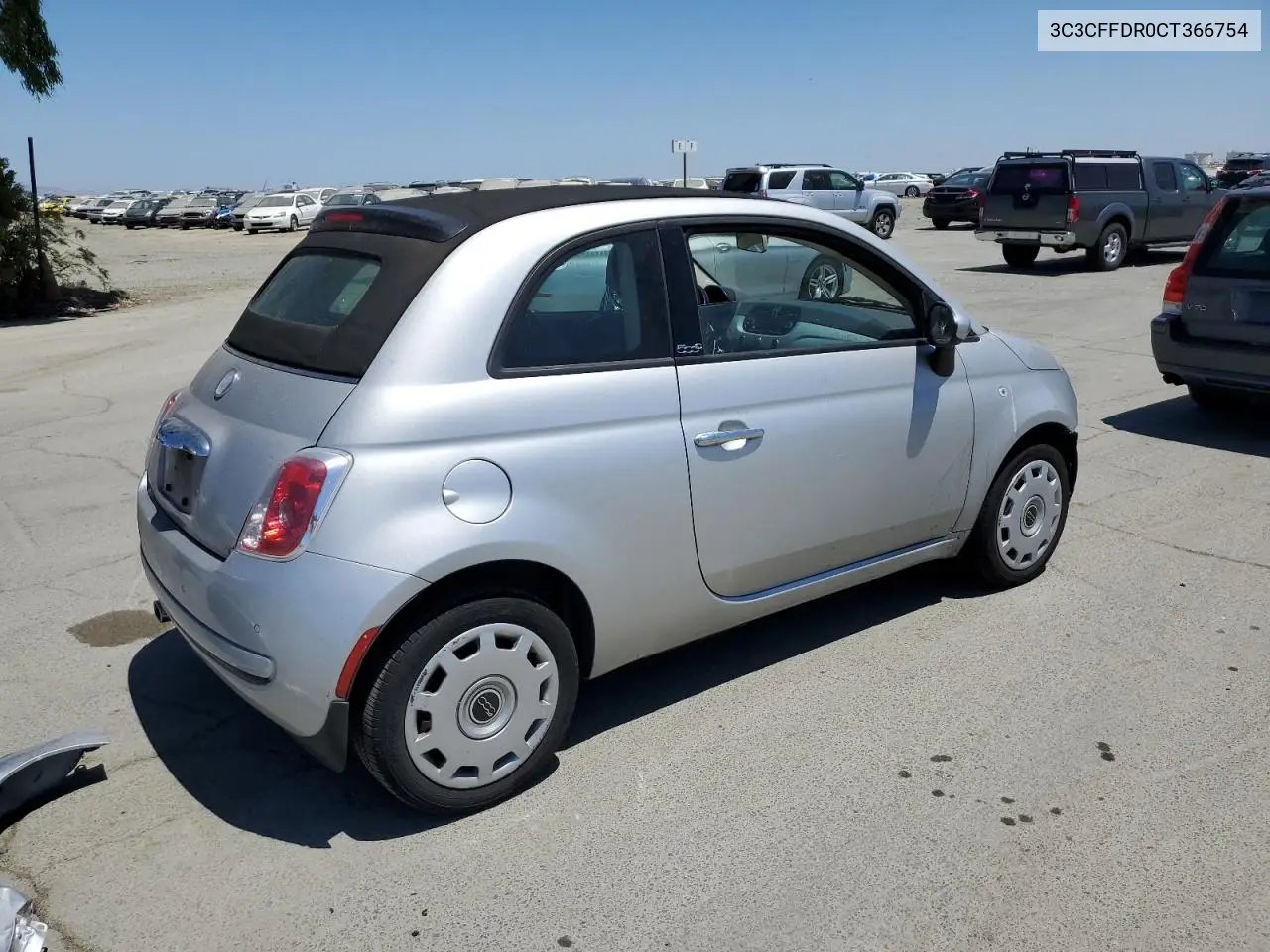 2012 Fiat 500 Pop VIN: 3C3CFFDR0CT366754 Lot: 63065355