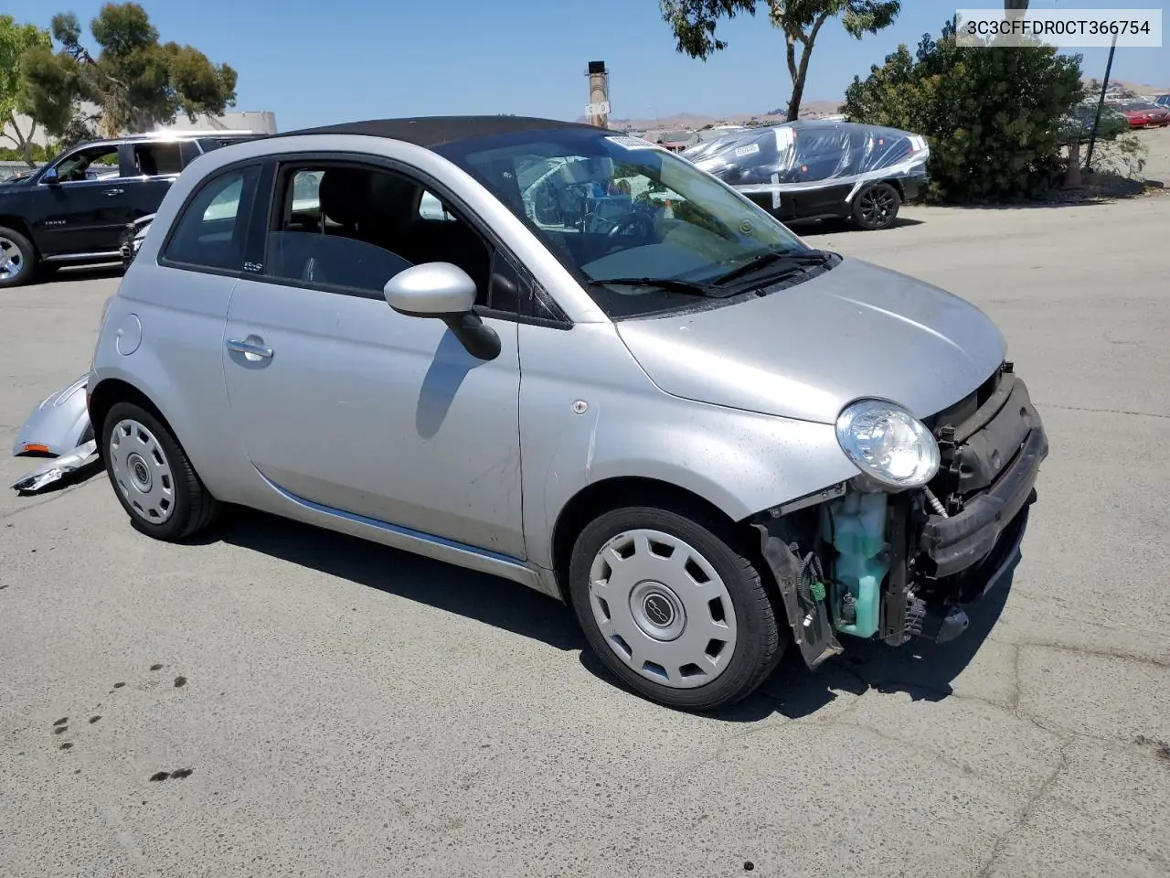 2012 Fiat 500 Pop VIN: 3C3CFFDR0CT366754 Lot: 63065355