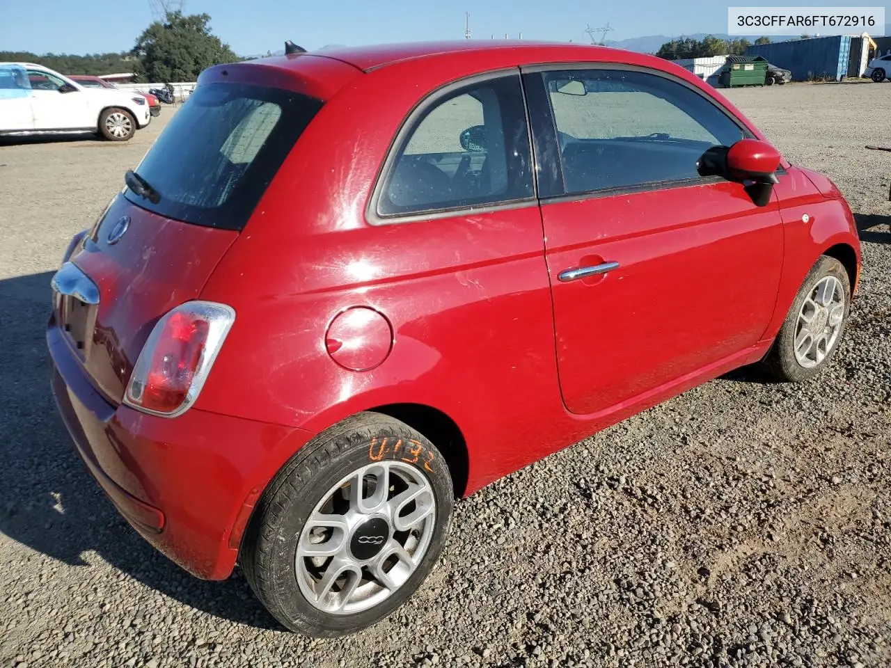2015 Fiat 500 Pop VIN: 3C3CFFAR6FT672916 Lot: 62902935