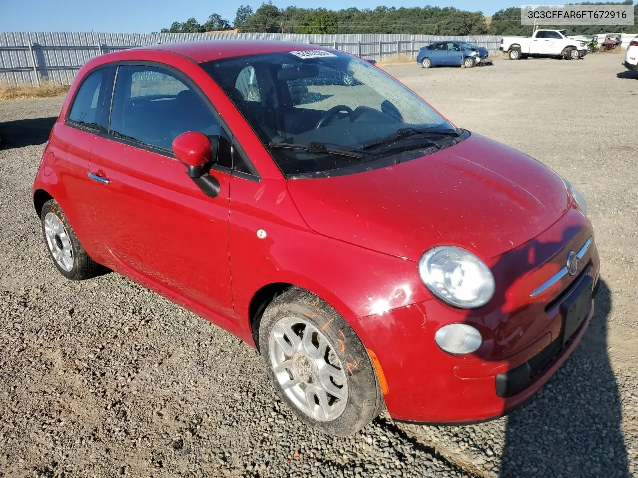 2015 Fiat 500 Pop VIN: 3C3CFFAR6FT672916 Lot: 62902935