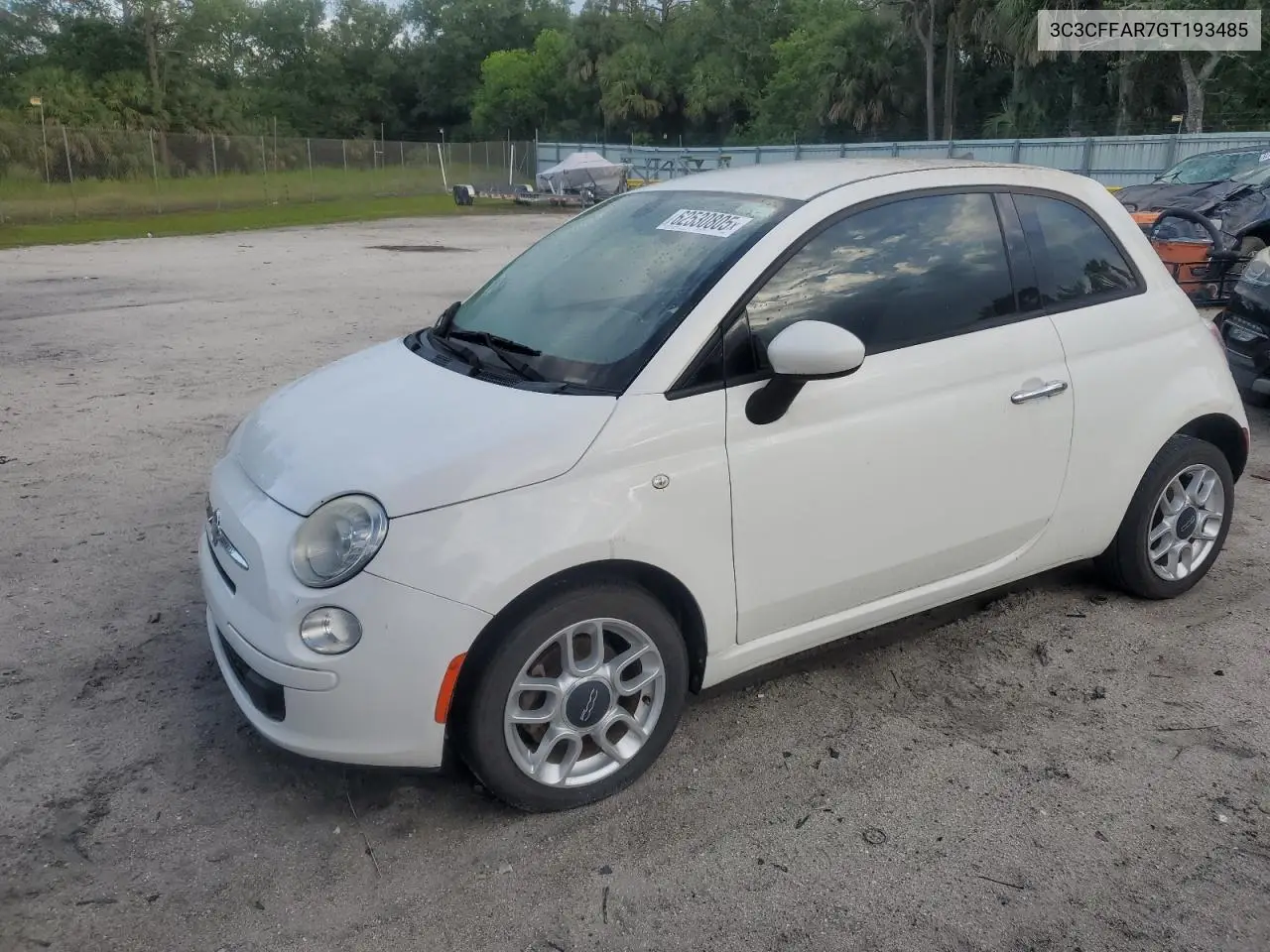 2016 Fiat 500 Pop VIN: 3C3CFFAR7GT193485 Lot: 62530805