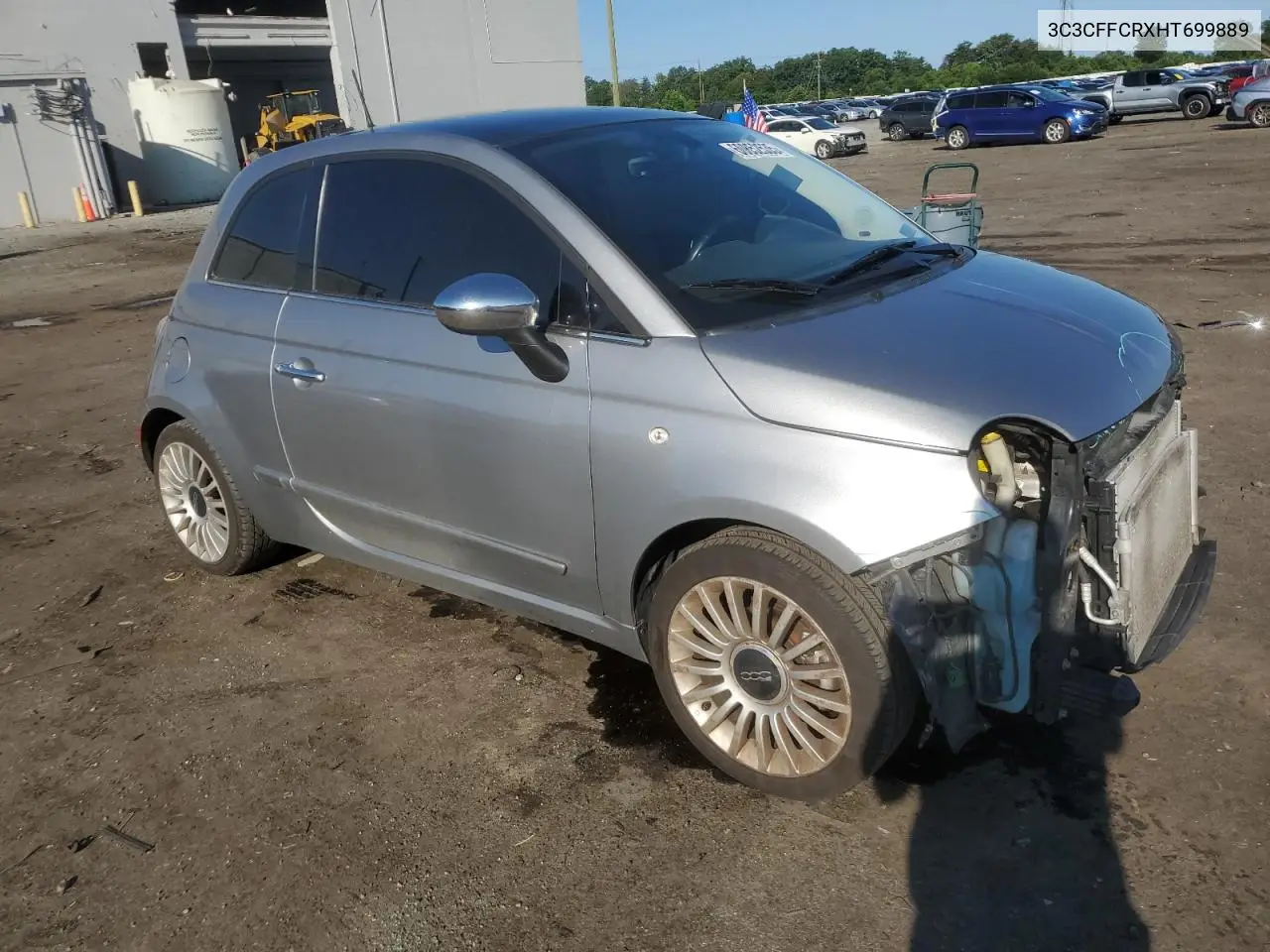 2017 Fiat 500 Lounge VIN: 3C3CFFCRXHT699889 Lot: 60852535