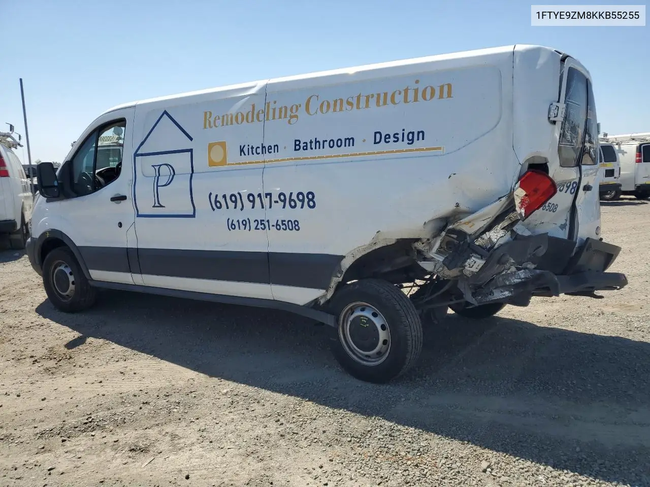2019 Ford Transit T-150 VIN: 1FTYE9ZM8KKB55255 Lot: 63336665