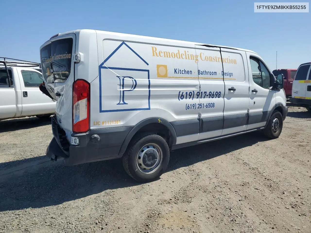 2019 Ford Transit T-150 VIN: 1FTYE9ZM8KKB55255 Lot: 63336665