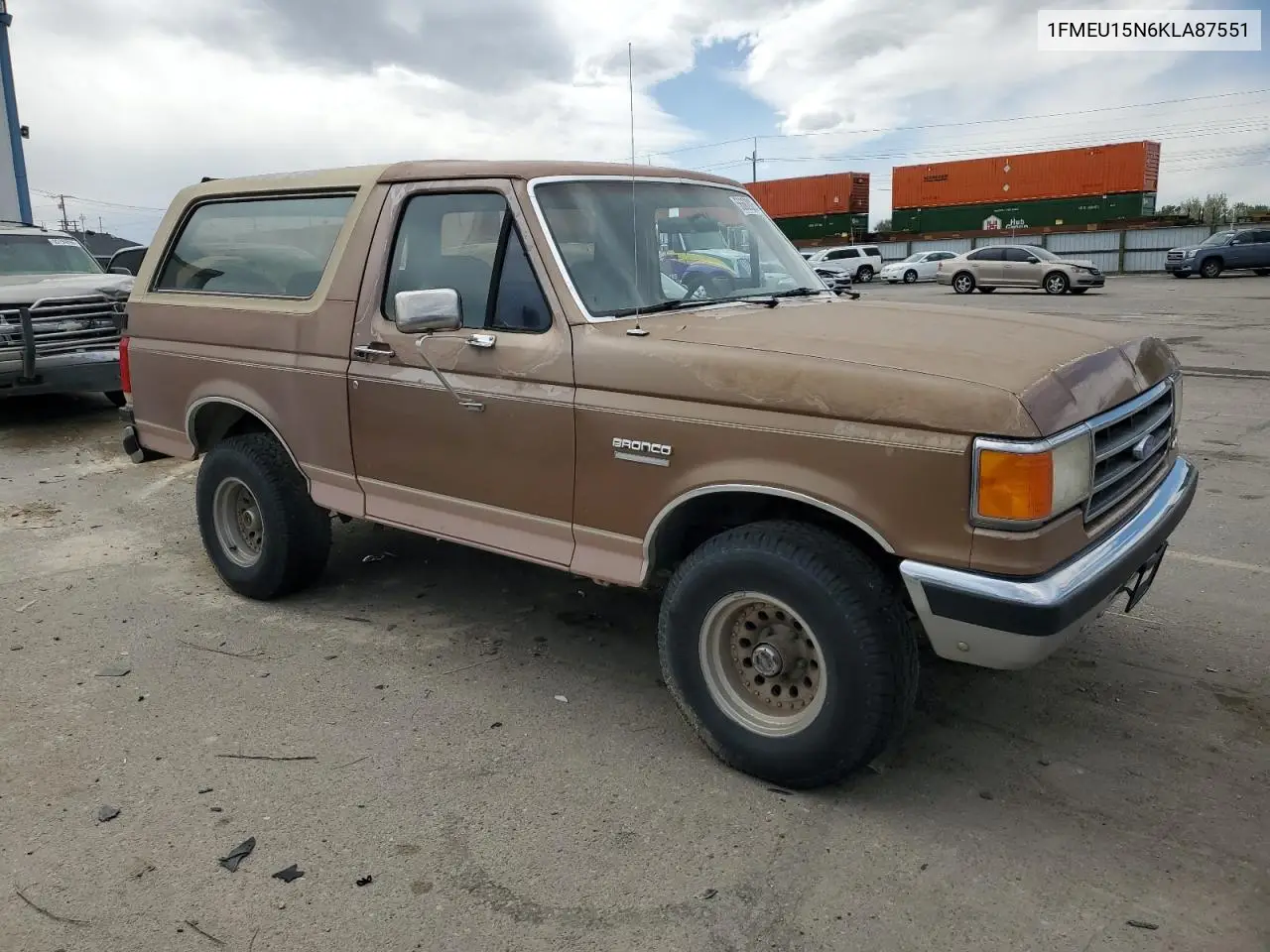 1989 Ford Bronco U100 VIN: 1FMEU15N6KLA87551 Lot: 56662825