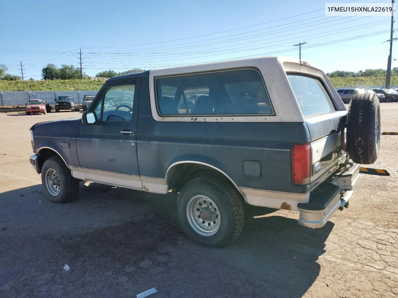 1992 Ford Bronco U100 VIN: 1FMEU15HXNLA22619 Lot: 63666204