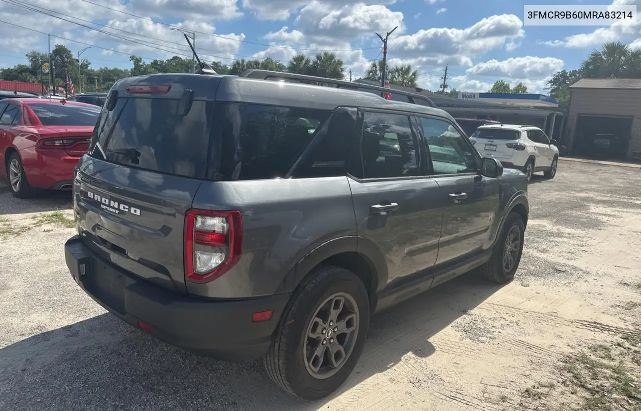 2021 Ford Bronco Sport Big Bend VIN: 3FMCR9B60MRA83214 Lot: 57236475