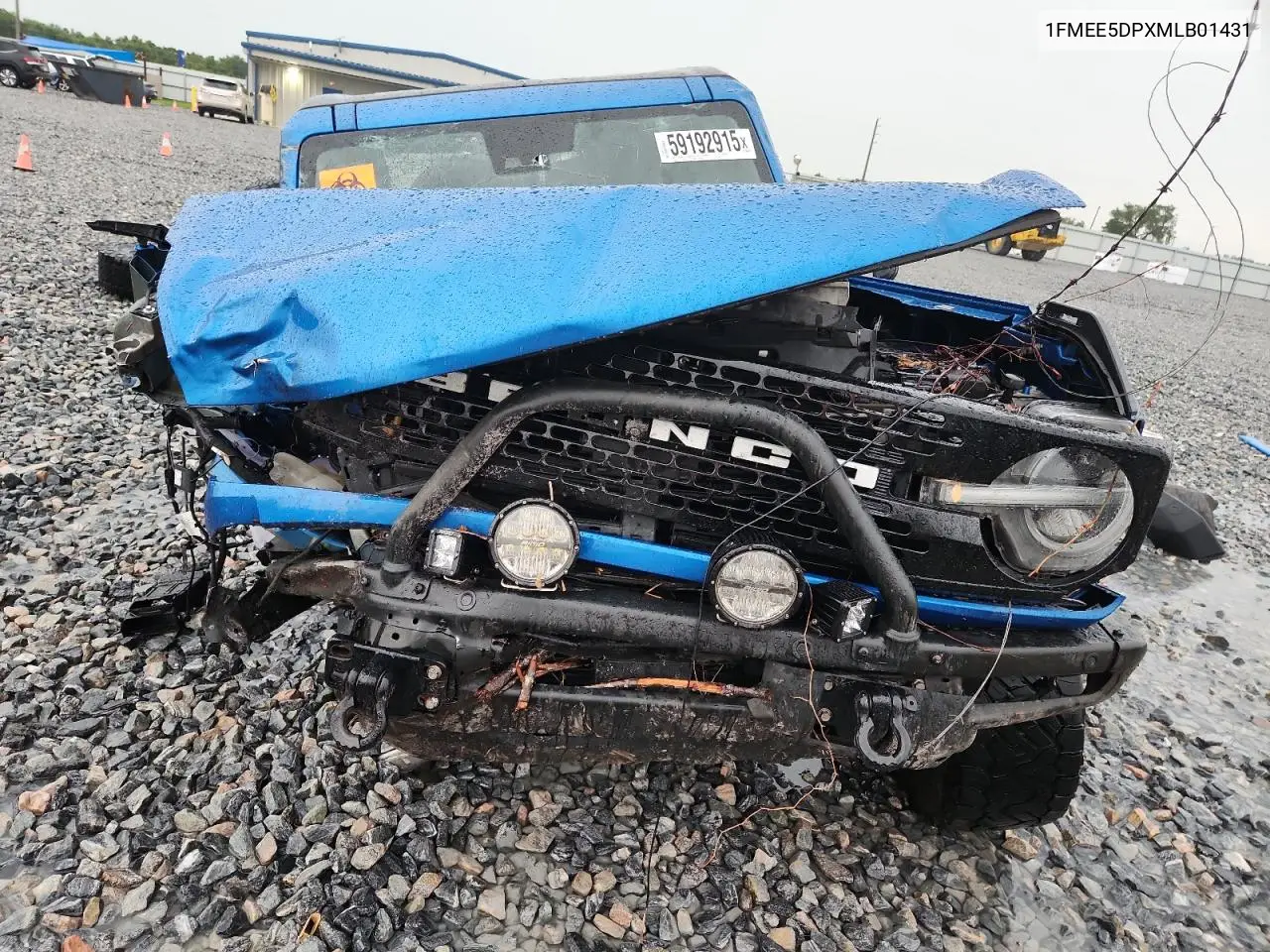 2021 Ford Bronco Base VIN: 1FMEE5DPXMLB01431 Lot: 59192915