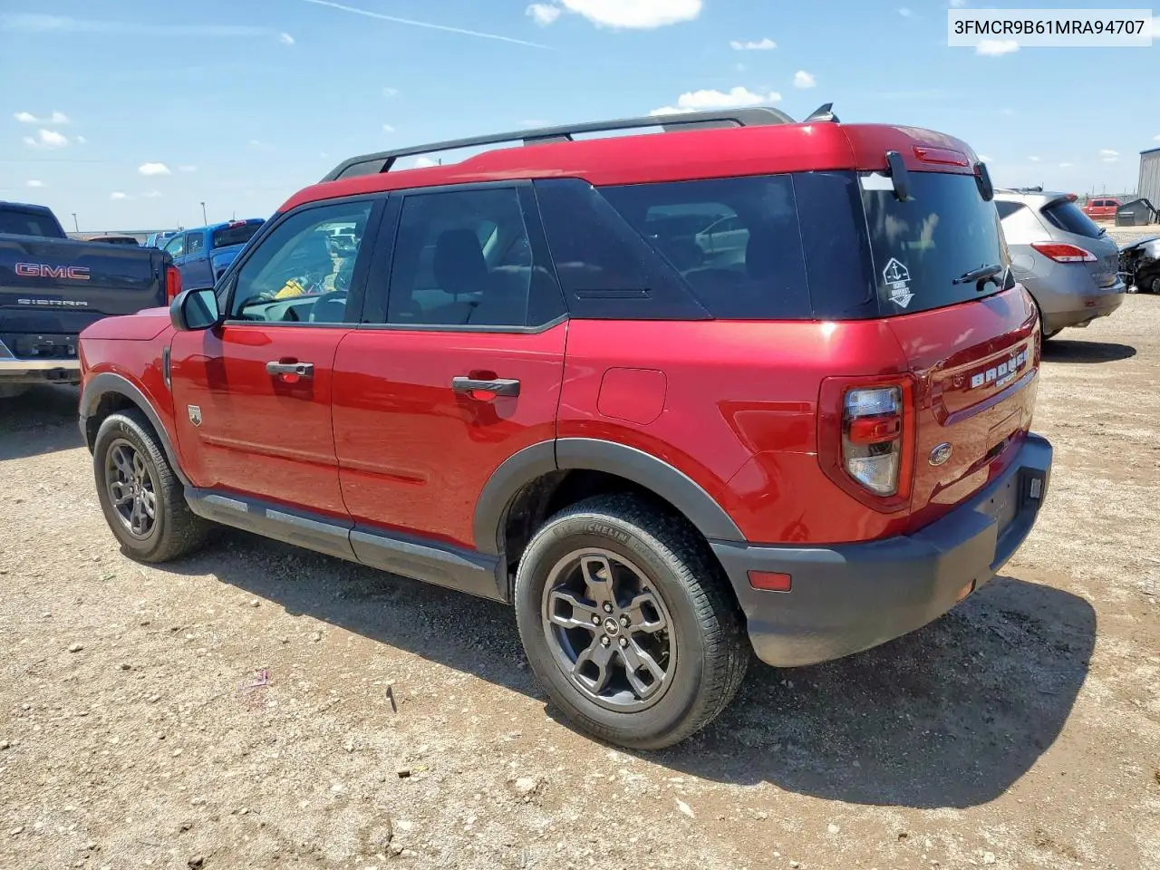 2021 Ford Bronco Sport Big Bend VIN: 3FMCR9B61MRA94707 Lot: 62124875