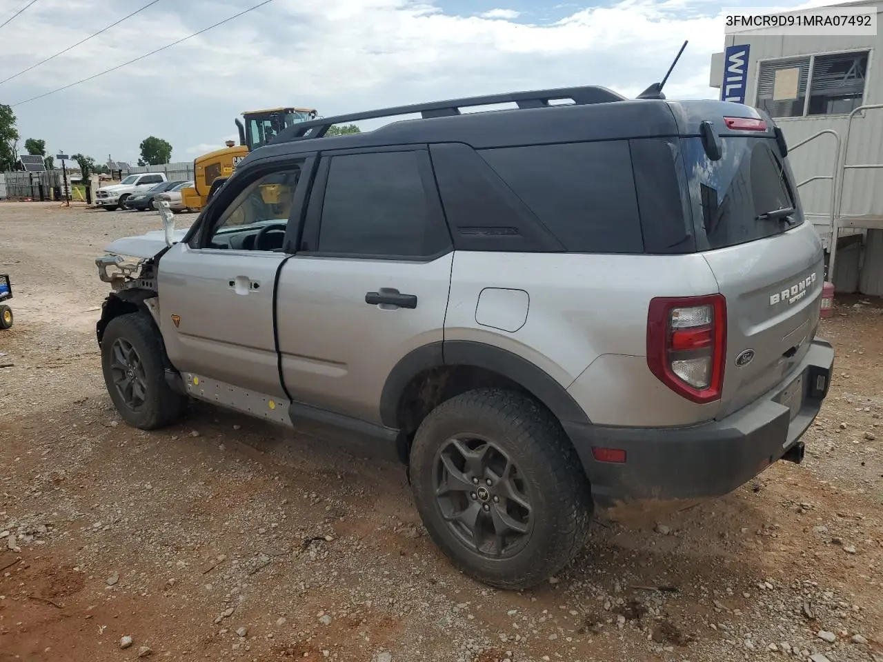 2021 Ford Bronco Sport Badlands VIN: 3FMCR9D91MRA07492 Lot: 62321925