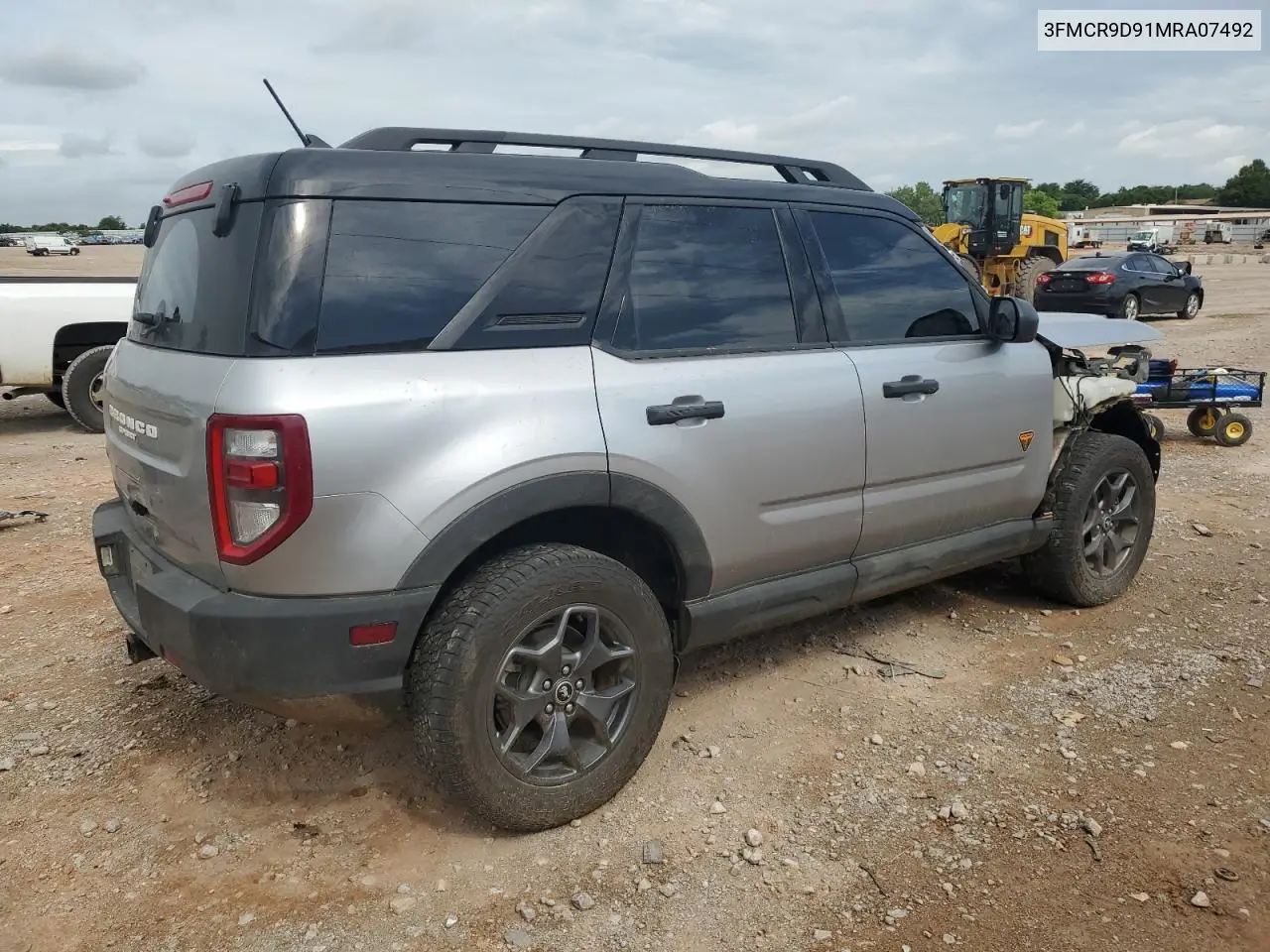 2021 Ford Bronco Sport Badlands VIN: 3FMCR9D91MRA07492 Lot: 62321925