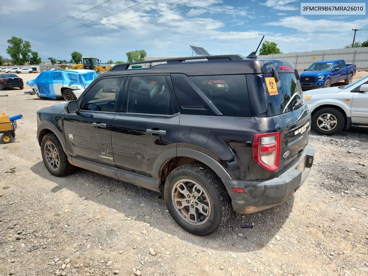2021 Ford Bronco Sport Big Bend VIN: 3FMCR9B67MRA26010 Lot: 62937625