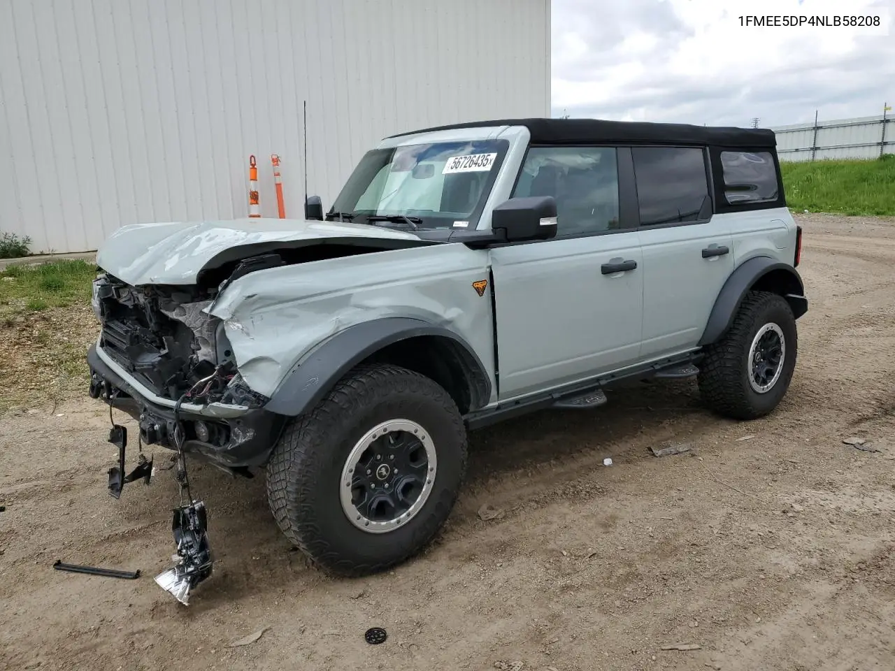 2022 Ford Bronco Base VIN: 1FMEE5DP4NLB58208 Lot: 56726435