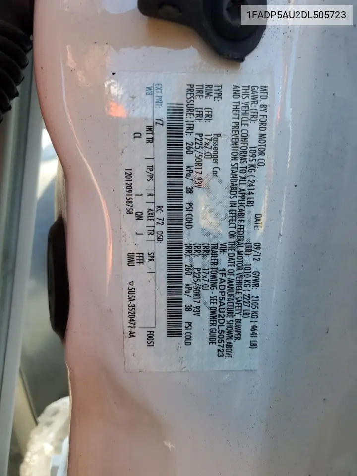 2013 Ford C-Max Se VIN: 1FADP5AU2DL505723 Lot: 61398075