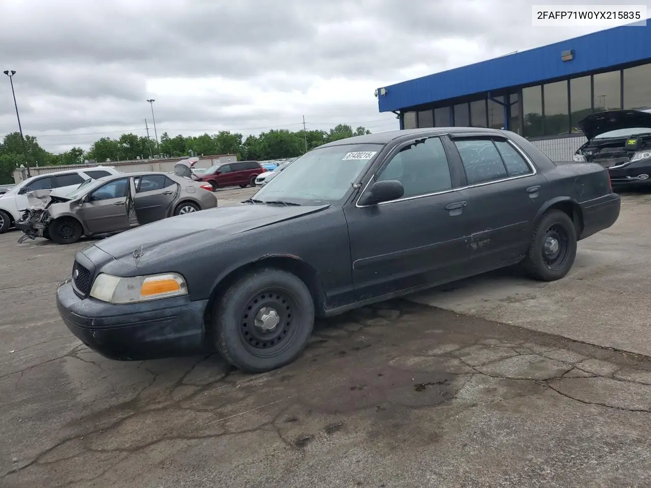 2000 Ford Crown Victoria Police Interceptor VIN: 2FAFP71W0YX215835 Lot: 61430215