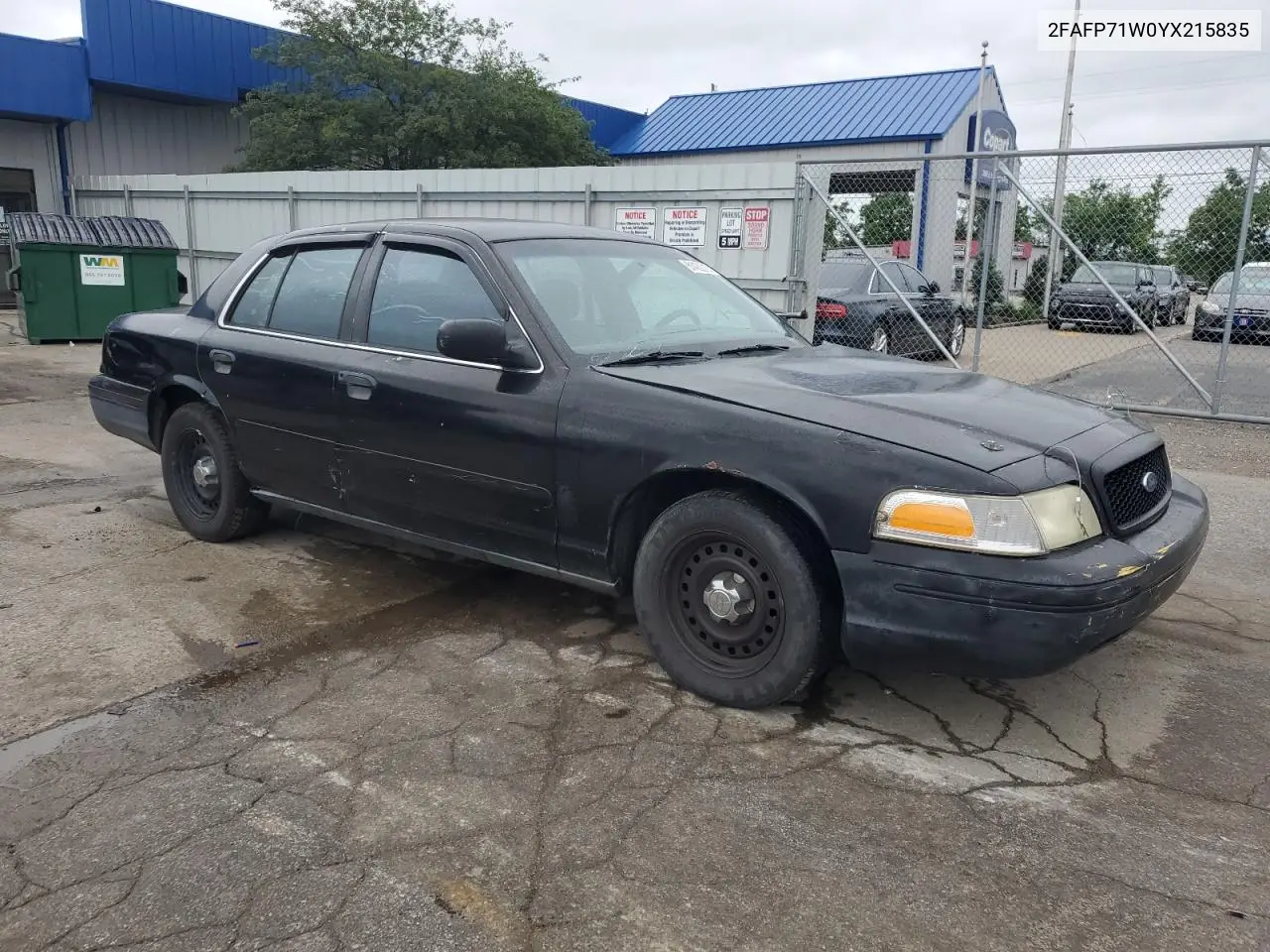 2000 Ford Crown Victoria Police Interceptor VIN: 2FAFP71W0YX215835 Lot: 61430215