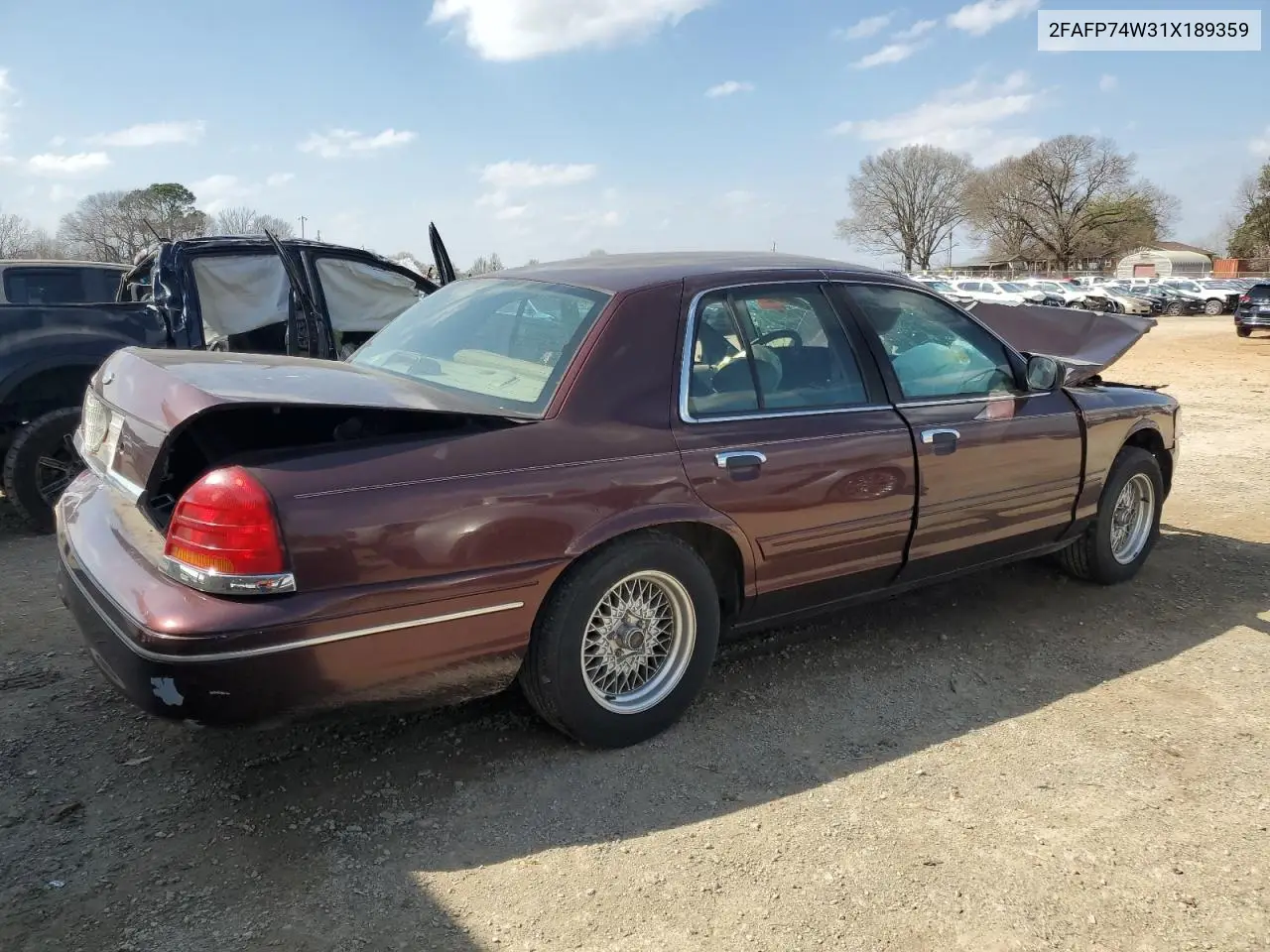 2001 Ford Crown Victoria Lx VIN: 2FAFP74W31X189359 Lot: 49348255
