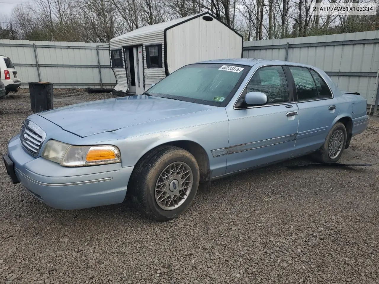 2001 Ford Crown Victoria Lx VIN: 2FAFP74W81X103334 Lot: 50603315