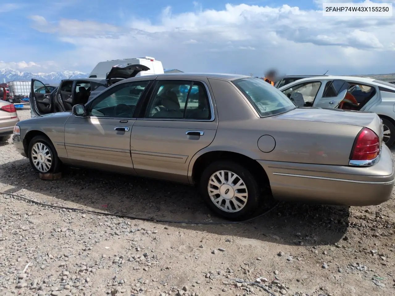 2003 Ford Crown Victoria Lx VIN: 2FAHP74W43X155250 Lot: 54431655