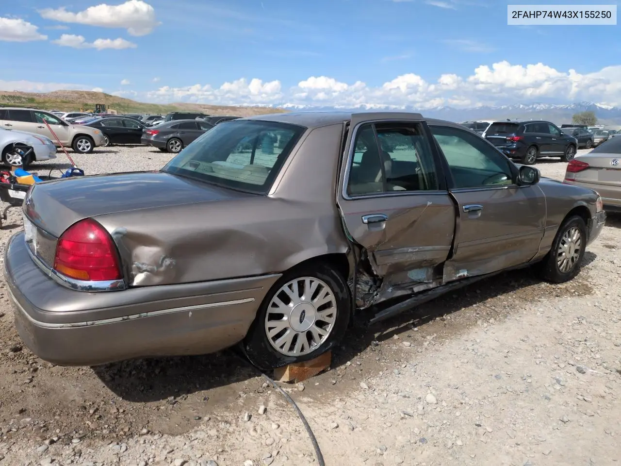 2003 Ford Crown Victoria Lx VIN: 2FAHP74W43X155250 Lot: 54431655