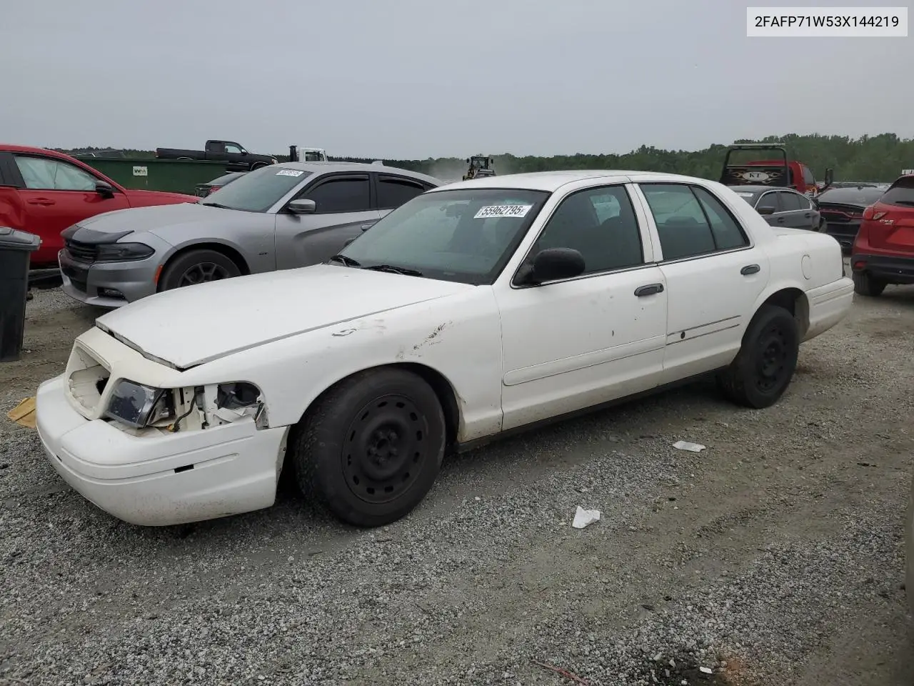 2003 Ford Crown Victoria Police Interceptor VIN: 2FAFP71W53X144219 Lot: 55962795