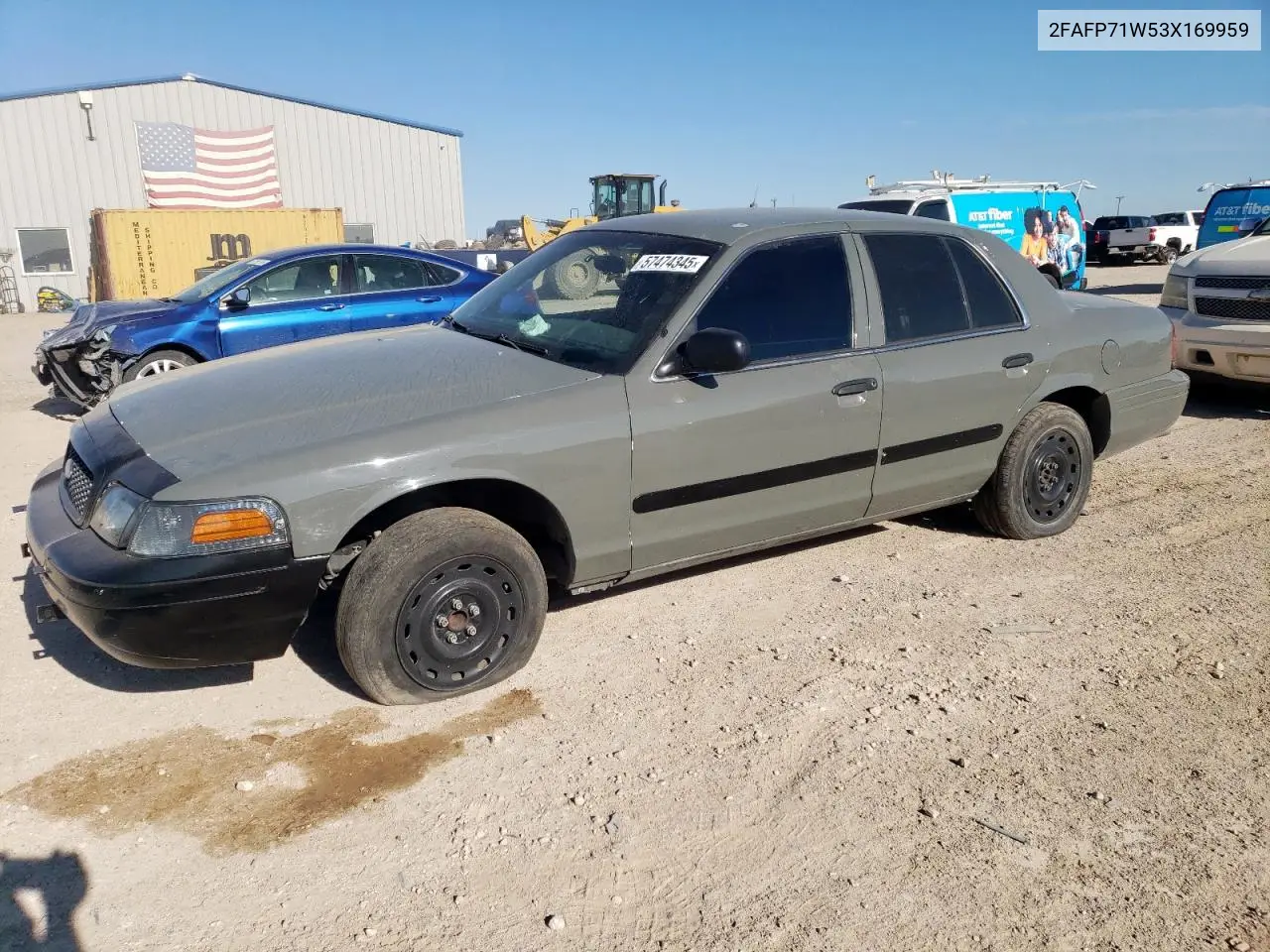 2003 Ford Crown Victoria Police Interceptor VIN: 2FAFP71W53X169959 Lot: 57474345