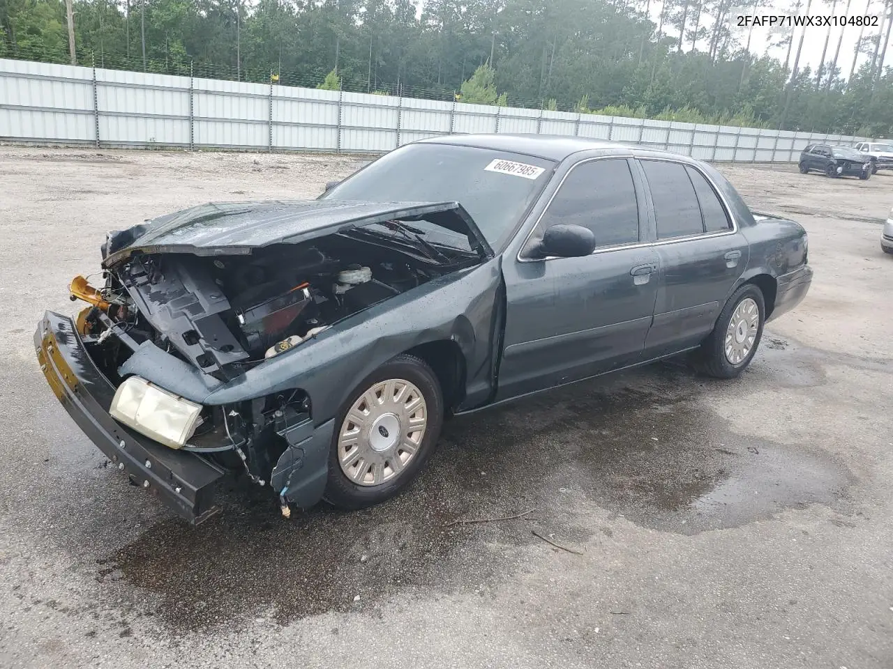2003 Ford Crown Victoria Police Interceptor VIN: 2FAFP71WX3X104802 Lot: 60667985