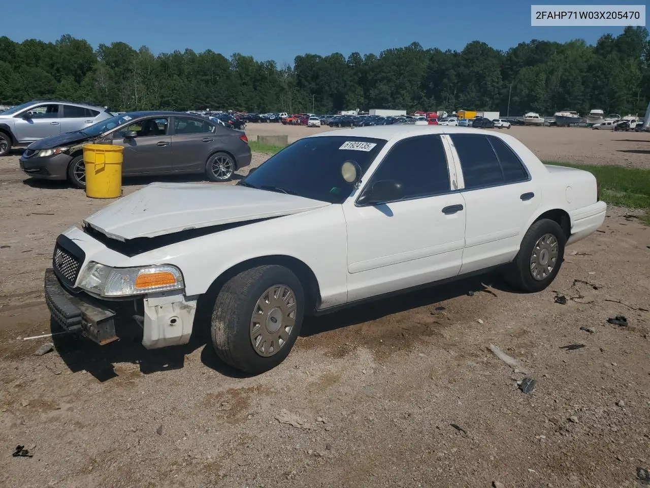 2003 Ford Crown Victoria Police Interceptor VIN: 2FAHP71W03X205470 Lot: 61924135