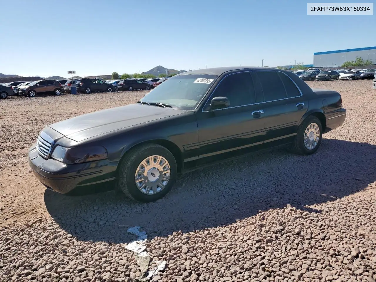 2003 Ford Crown Victoria VIN: 2FAFP73W63X150334 Lot: 62402895