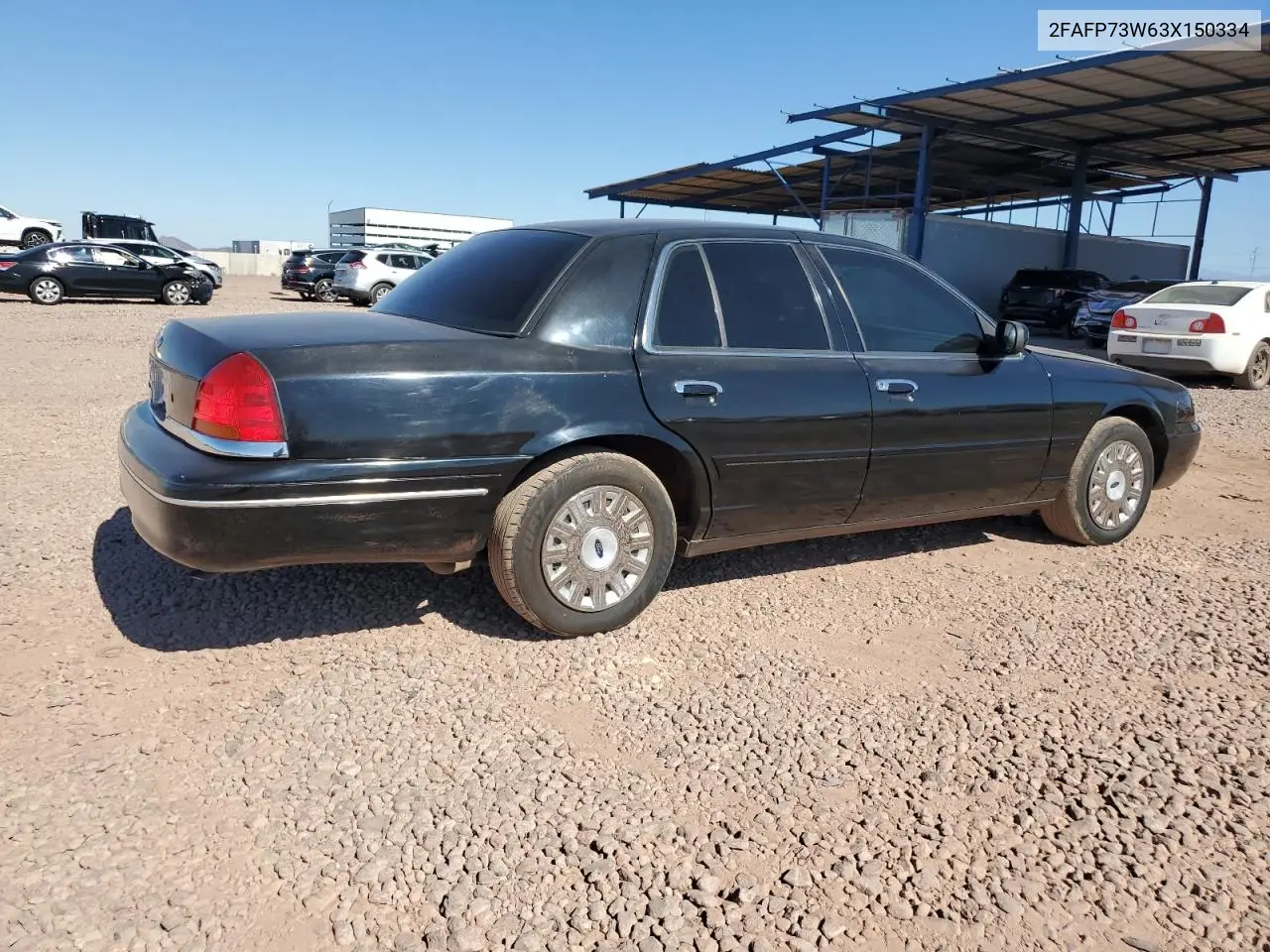 2003 Ford Crown Victoria VIN: 2FAFP73W63X150334 Lot: 62402895