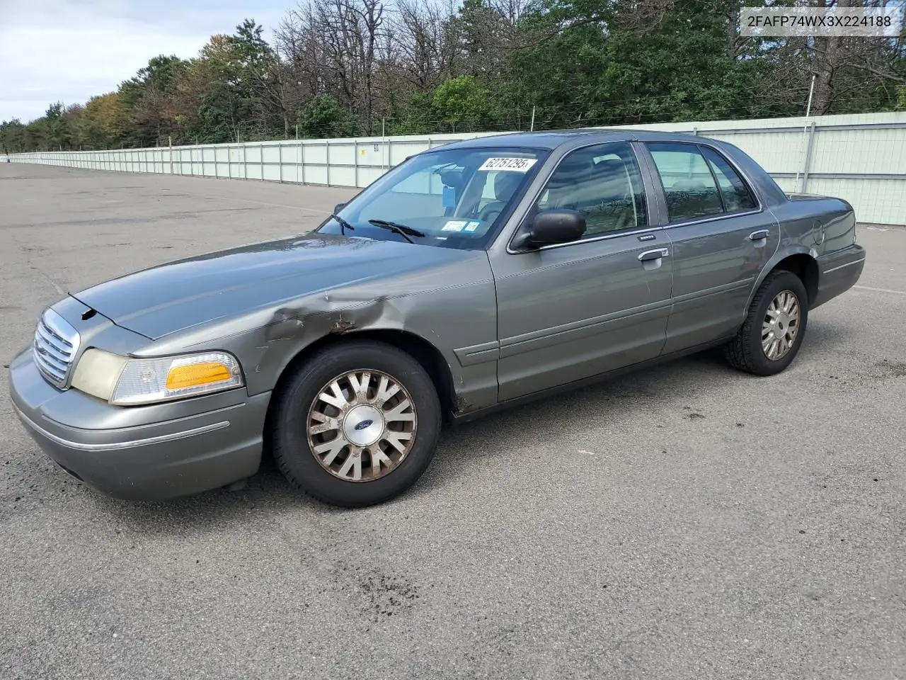 2003 Ford Crown Victoria Lx VIN: 2FAFP74WX3X224188 Lot: 62751295