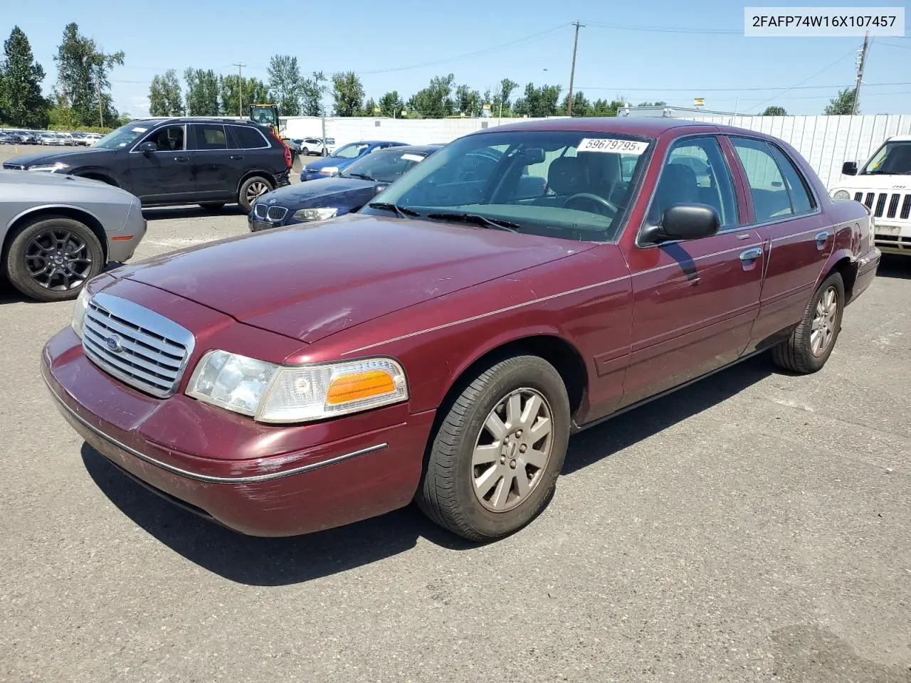 2006 Ford Crown Victoria Lx VIN: 2FAFP74W16X107457 Lot: 59679795
