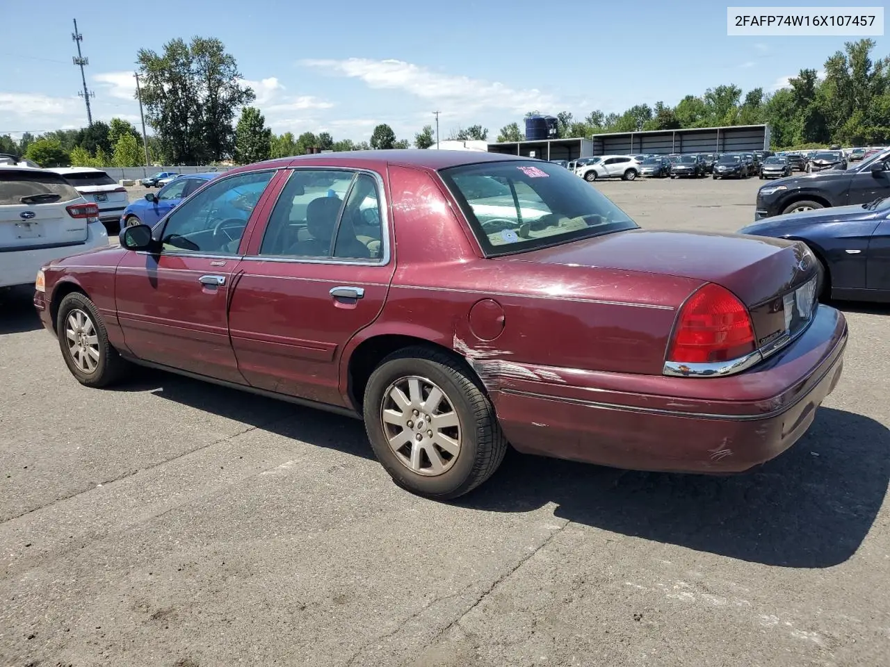 2006 Ford Crown Victoria Lx VIN: 2FAFP74W16X107457 Lot: 59679795