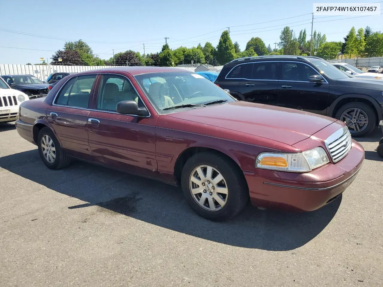 2006 Ford Crown Victoria Lx VIN: 2FAFP74W16X107457 Lot: 59679795