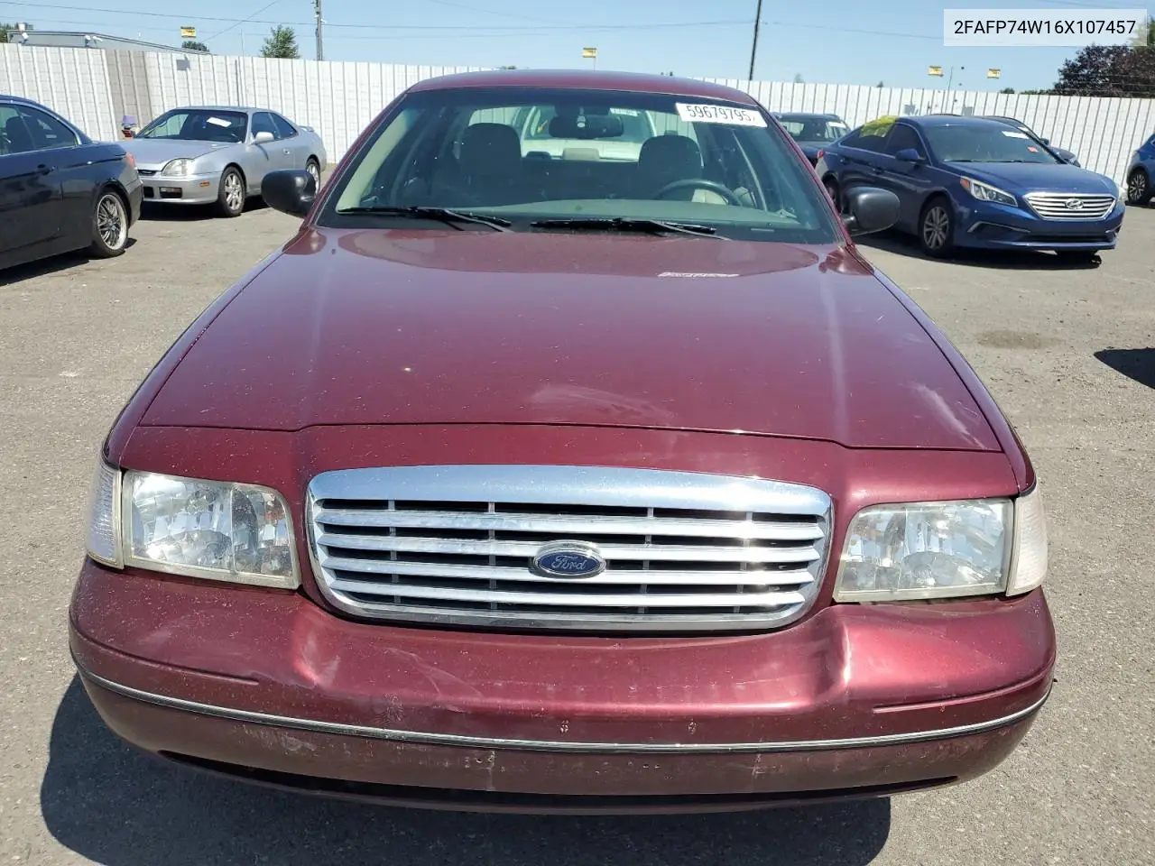 2006 Ford Crown Victoria Lx VIN: 2FAFP74W16X107457 Lot: 59679795