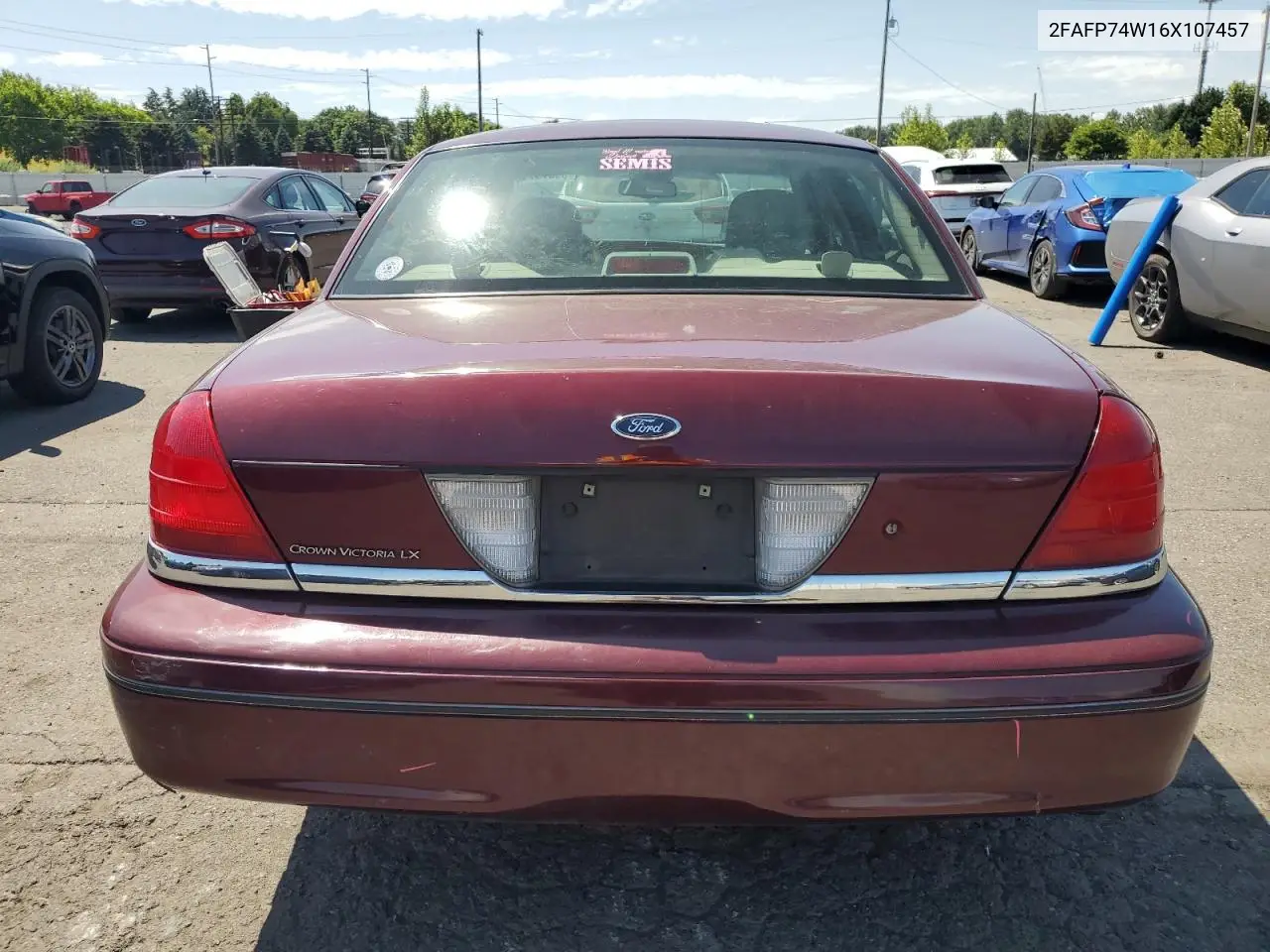 2006 Ford Crown Victoria Lx VIN: 2FAFP74W16X107457 Lot: 59679795