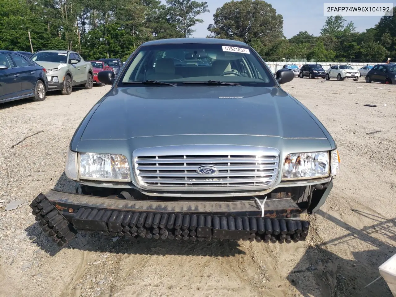 2006 Ford Crown Victoria Lx VIN: 2FAFP74W96X104192 Lot: 61521035