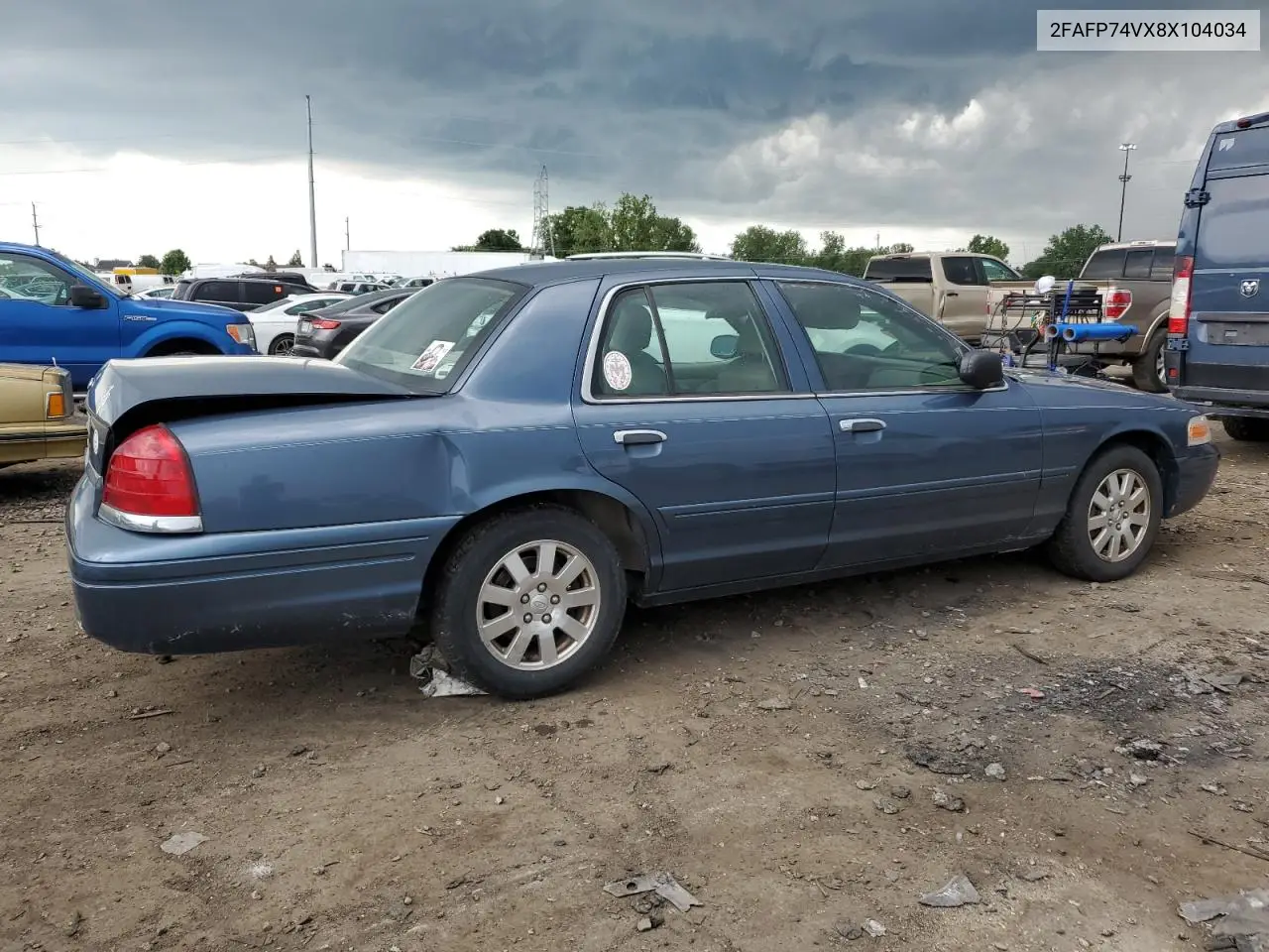2008 Ford Crown Victoria Lx VIN: 2FAFP74VX8X104034 Lot: 62707975