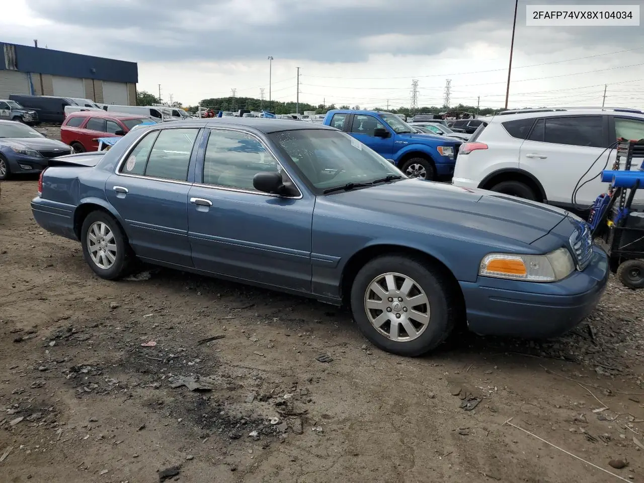 2008 Ford Crown Victoria Lx VIN: 2FAFP74VX8X104034 Lot: 62707975