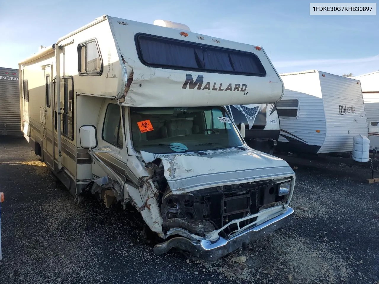 1989 Ford Econoline E350 Cutaway Van VIN: 1FDKE30G7KHB30897 Lot: 75614234
