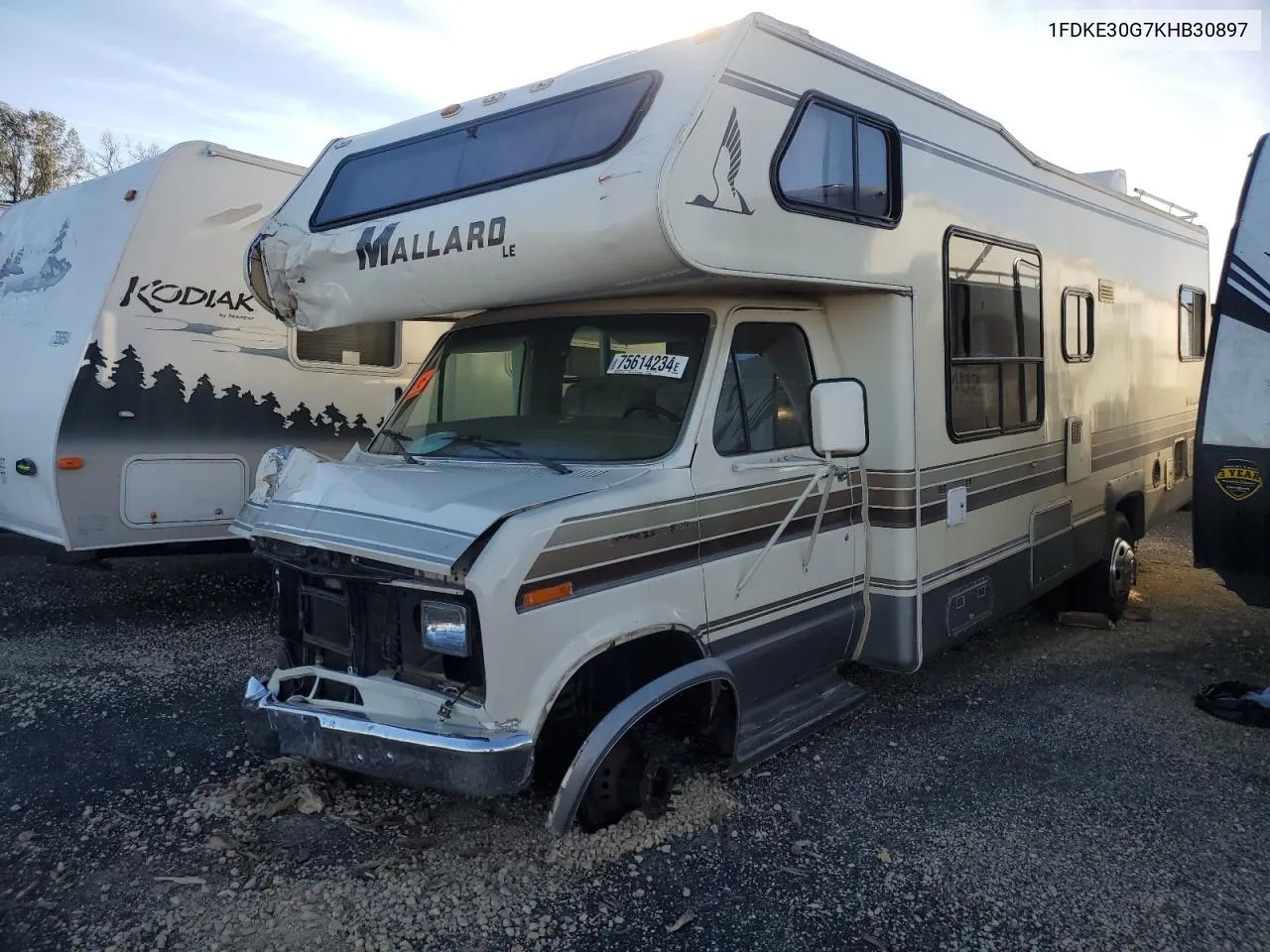 1989 Ford Econoline E350 Cutaway Van VIN: 1FDKE30G7KHB30897 Lot: 75614234