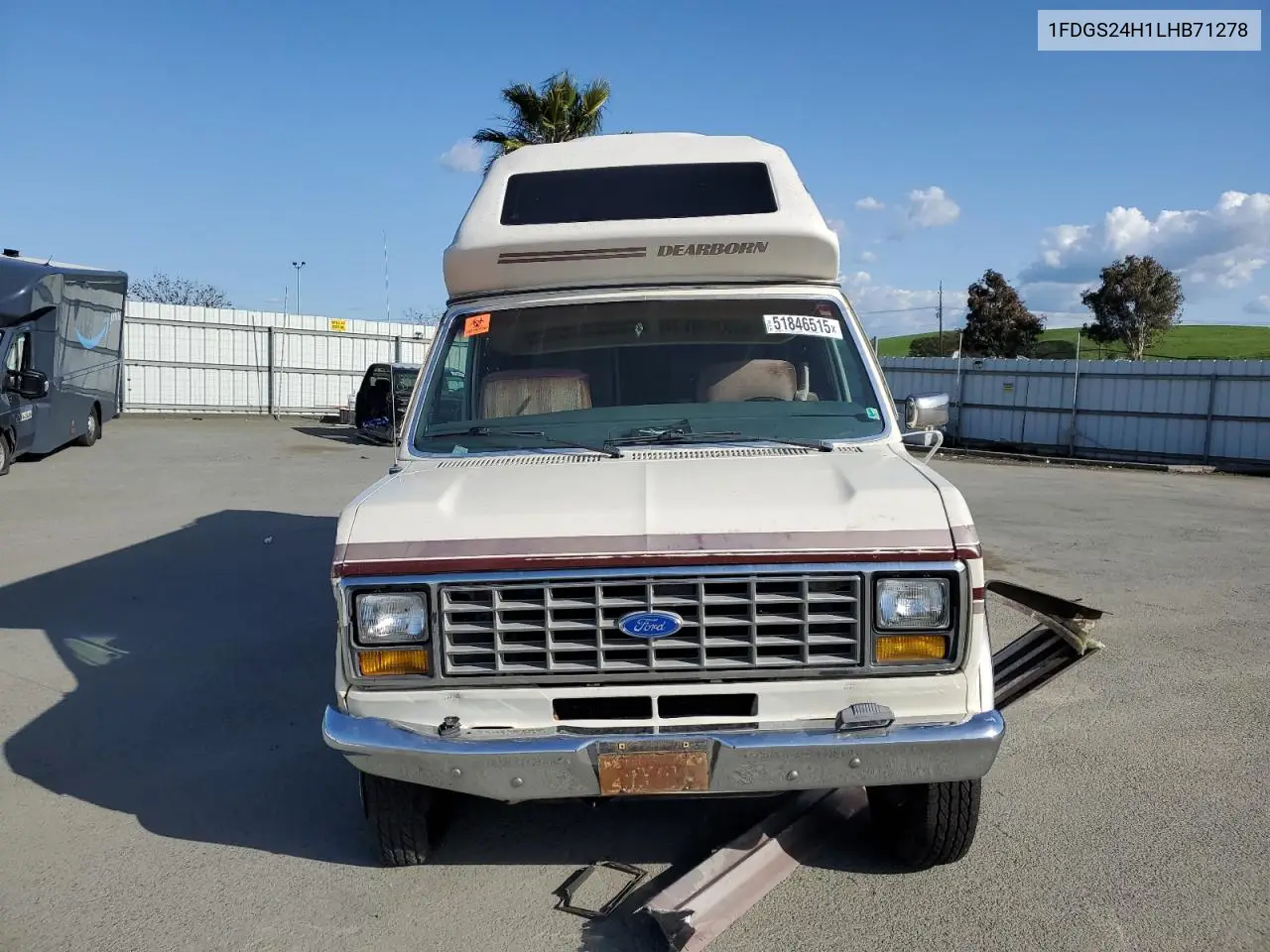 1990 Ford Econoline E250 Super Duty Van VIN: 1FDGS24H1LHB71278 Lot: 51846515