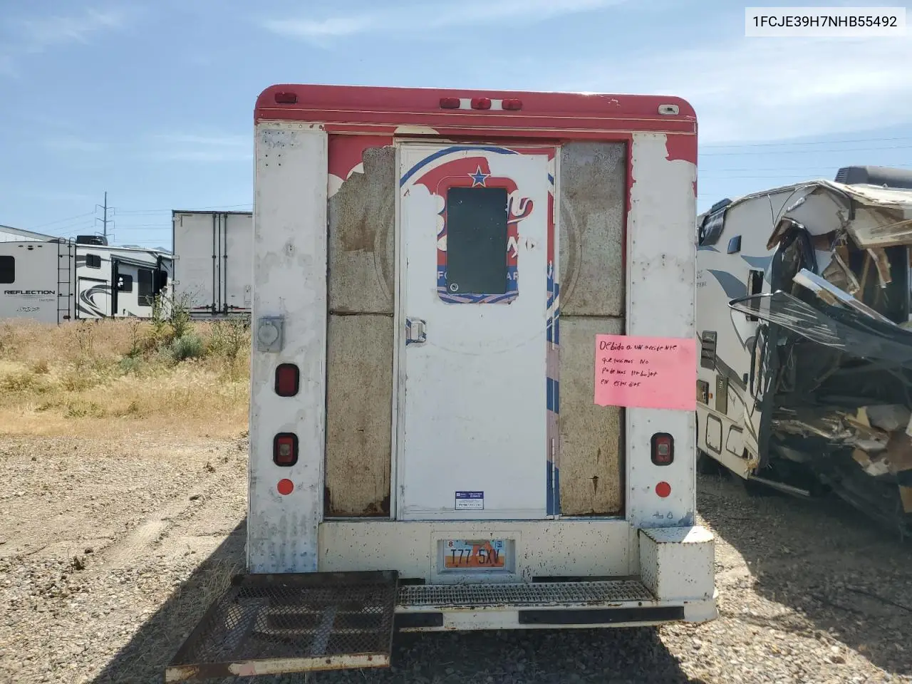 1992 Ford Econoline E350 Commercial Stripped Chassis VIN: 1FCJE39H7NHB55492 Lot: 62027265